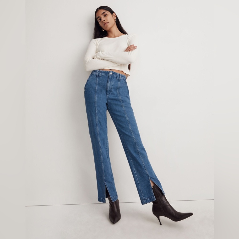 MADEWELL The Perfect Vintage Jean in Medium Indigo Wash: Seamed Edition Size 28